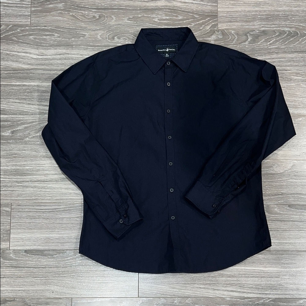 Beverly Hills Polo Club Men's Navy Casual Button Down Shirt